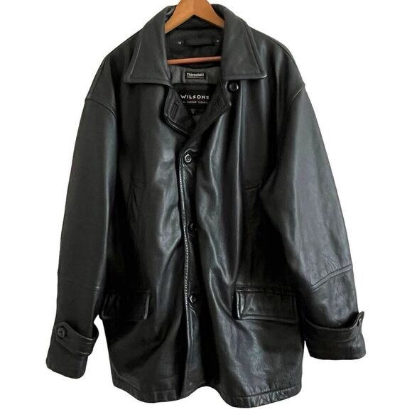 Wilsons LeatherJacket Mens XL Black heavyweight Removable Thinsulate Liner - Picture 1 of 16